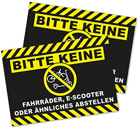 Keine Fahrräder, E-Scooter oder ähnliches abstellen - 2x Aufkleber DIN A6 I Verbotsaufkleber für City-Roller Tret-Roller I UV-Beständig Wetterfest I hin578