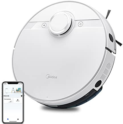 Aspirateur Robot, Midea M7 Robot Aspirateur Laveur, Super Aspiration 4000Pa, Technologie Laser, Contrôle avec Alexa/App, Cartographie Multi-étages, pour Poils Animaux, Tapis, Sol Dur