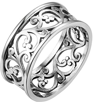 Skcess Zierlicher Ring Silber 925, Eheringe Silber Ranke Verlobungsringe Größe 57 (18.1)