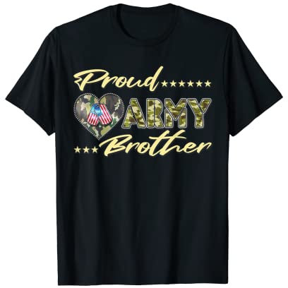 Proud Army Brother – Camo US-Flagge Erkennungsmarken Militär Geschwister T-Shirt