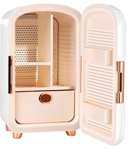 RENXR Frigorifero Beauty da 12 Litri con Funzione di Raffreddamento E Riscaldamento Cosmetici per La Cura della Pelle Frigorifero Piccolo Mini Frigo per Il Trucco,Bianco