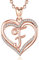 INFUSEU Collana Iniziale F Ciondolo, Oro Rosa Doppio Cuore Alfabeto Cubic Zirconia CZ Oro Rosa Lettera Gioielli Regali Romantici Per Donne Signore Fidanzata, Catena da 20 Pollici