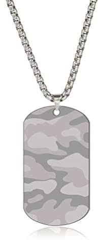 UNIFT Hundemarke Militärische Halskette für Männer Frauen Edelstahl Personalisierte Camouflage Hip Hop Militärische Hund Tags Anhänger Halskette Schmuck Geschenk (Silber)
