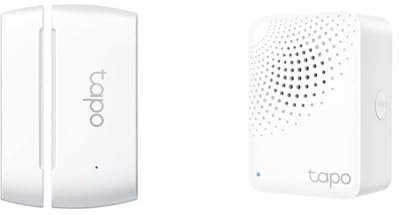 TP-Link Sensore di Contatto Intelligente + Tapo Hub, Domotica, Risparmio Energetico, T110 Smart Contact Sensor, H100 Smart Hub, Centro Casa, Allarme, Campanello, Wireless, Bianco. A Batteria