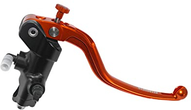 Pompa Freno - Lavorata CNC - 16X16 Con Corpo Pompa Anodizzato, Leva Fissa Lunga Arancio (Pomello+Leva) per Ducati Panigale V4 S dal 2018 al 2022, CC 1103