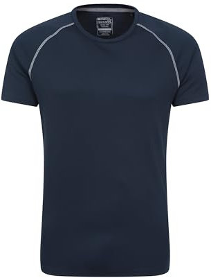 Mountain Warehouse Endurance Mens T-Shirt – Breathable Tee, UPF50 Protection, Lightweight Shirt, Comfortable & Quick Drying Top - for Gym, Travelling, Running Navy Reflect L