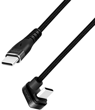 LogiLink USB 2.0 Typ-C Anschlusskabel, USB-C Stecker (180° gewinkelt) zu USB-C Stecker (gerade), Farbe: Schwarz, 1 m