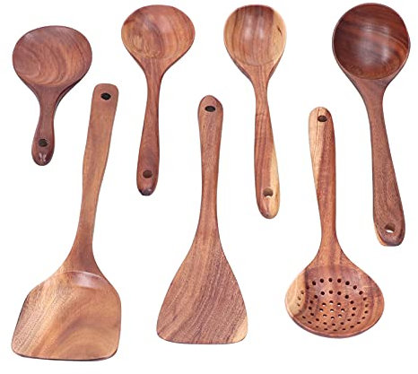 Wooden Spatula Set, Cutlery Kitchen Utensils Stirring Spatula Skillet Spoon Pancake Spatula