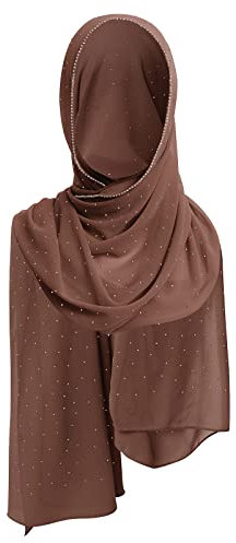 OBEEII Khimar-Hijab für Damen, Hijab Zum Überziehen mit hohem Jilbab für muslimische Dubai Naher Osten Damen Muslim Premium Chiffon Kopftuch Schal Braun Einheitsgröße