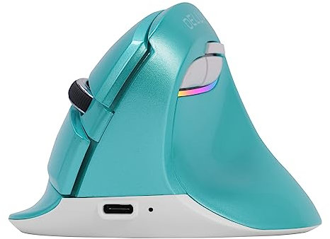 DeLUX Mouse Verticale Wireless, Mouse Ergonomico per il Tunnel Carpale, USB, 2,4GHz, Bluetooth, 800/1200/1600/2400/4000DPI, 6 Pulsanti, Ricaricabile, per PC/Computer/Portatile/Mac (Verde)