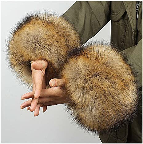 SHTGOI Damen Pelzmanschetten Fell Handgelenk Wärmer Kunstpelz Manschetten Armstulpen Winter Handwärmer Ärmel Plüsch Pulswärmer Fellstulpen Faux Pelz Armstulpen Handschuhe Waschbärpelz