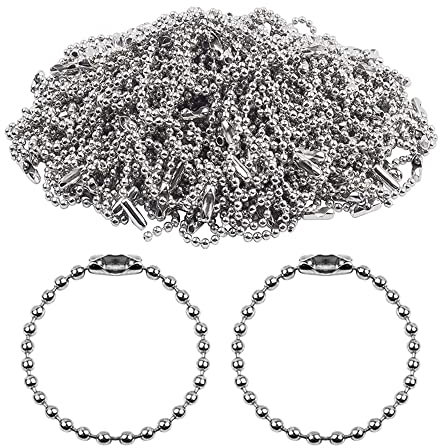100Pcs Metal Ball Bead Keyring Chain Extender for Label Tags, 5.9inch Ball Bead Keychain Connector Silver Iron Small Tag Chain for Hanging Jewellery Making Badge Holders