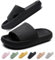 IDEINER Badeschuhe Damen Herren Hausschuhe Cozislides Original Slippers Wolken Pantoletten Rutschfest Weicher Super Dicker Sohle Badelatschen Cloudyzz Sommer Sandalen Pillow Slides Schwarz Gr. 42/43