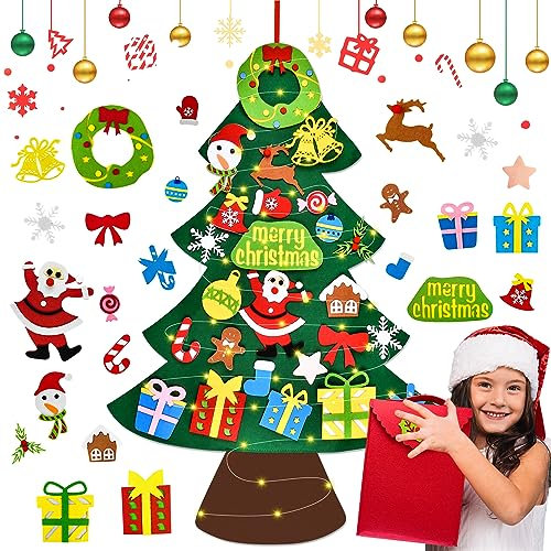 DazSpirit Weihnachtsbaum,3.28Ft DIY Filz Deko Weihnachtsbaum Für Kinder, Tannenbaum Zum Schmücken Mit Abnehmbaren Hängenden Ornamenten, Weihnachtsbaum Für Home/Tür/Wand Dekor