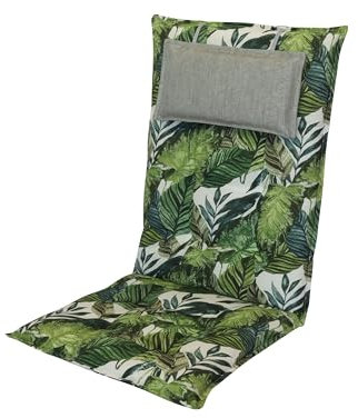 LILENO HOME Gartenstuhl Auflagen als [2er Set - Hochlehner] in Dschungel Grün - Bequeme Liegen als Sitzauflagen für Gartenmöbel - Stuhlkissen für Gartenstühle und Klappstühle MAR