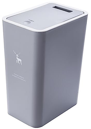 Surakey Poubelle 15l Cuisine, Poubelle Plastique avec Couvercle Amovible, Poubelle Anti-odeurs, Poubelle Presse dechet, 34 x 25,5 x 17,5cm Gris