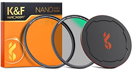 Filtre polarisant circulaire CPL 77 mm + anneau de base magnétique + capuchon d'objectif avec 28 revêtements HD multicouches Filtre CPL pour objectif d'appareil photo (NANO-X- Series)