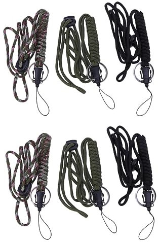 STOBOK 2 Sets mit Verstellbarer Länge Schlüsselband Halskette Kordel Qualität für Kamera Pfeife Kompass Schwarz Grün Camouflage 3 Stück