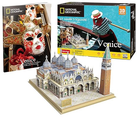 National Geographic - St. Mark's Square | 3D Puzzle Kinder Und 3D Puzzle Erwachsene | Geschenk Für Kinder | Modellbausatz Erwachsene | 107 Teilen