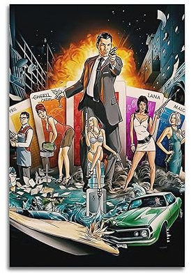 VZRSQZK Poster aus der TV-Serie Spy Archer, dekoratives Gemälde, Leinwand-Wandposter und Kunstdruck, modernes Familienschlafzimmer-Dekor-Poster, 20 x 30 cm