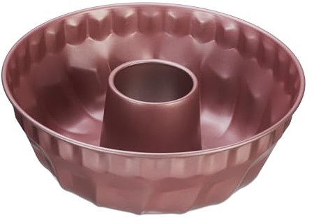 Relaxdays Stampo a Spirale per Ciambellone, Antiaderente Ø 25 cm, Acciaio al Carbonio, per Torte e Dolci Rotondi, Rosato