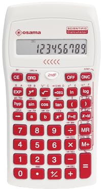 OSAMA - Calcolatrice Scientifica 56 Funzioni, 10 Cifre Mantissa e 2 Esponente, Cose per la Scuola con Custodia Scorrevole Valida per Esami di Stato - Materiale Scolastico per Back to School, Rosso
