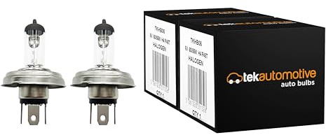 Tek Automotive H4 Halogen Motorcycle Headlight Headlamp Light Bulb HB06 6V 60/55W P45T Round Base - Twin Pack