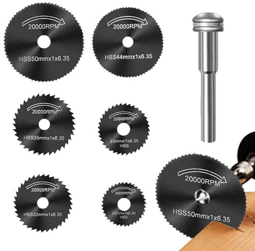 Discos de corte angular, disco de corte para taladro, juego de 6 herramientas para ruedas de corte giratorias, juego de discos de 3,17 mm, discos de sierra de metal para carpintería Anulely