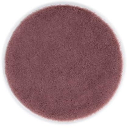Astra Hochwertiger Kunstfell Teppich flauschig - Teppich Wohnzimmer - Hochflorteppich Lammfell Schaffell Accessoire - Dekofell Bordeaux Rund Ø 35 cm