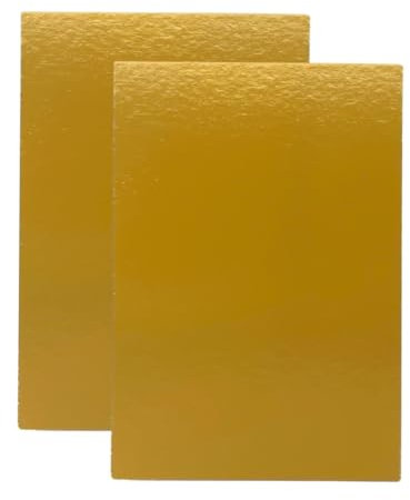 Bases para Tartas Rectangular 35x25 cm | Pack de 10 Oro | Grosor 1 mm | Soporte Expositor en Cartón para Bizcochos, Pasteles y Dulces | Color Dorado