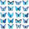 ERBO 20 Stück Blau Schmetterlinge Deko mit Sicherheitsnadeln, PVC Schmetterling Brosche, für Kinderzimmer Deko, Dekoration Curtains, Dining Table, Büro (Blau)