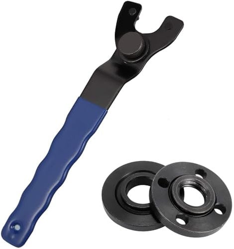 Kjzeex Universal Angle Grinder Spanner Key with Flange Nuts, Angle Grinder Adjustable Spanner, Key with Plastics Non-Slip Handle for Angle Grinders(Blue)
