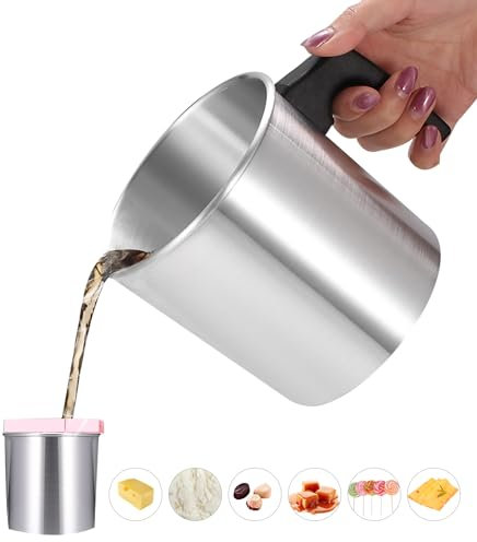 WIGUROE Candle Wax Melting Pot, 1.2L High Volume Wax Melting Pot with Heat-Resistant Handle, Stainless Steel Wax Melter for Candle Making Crafts in Home Kitchen