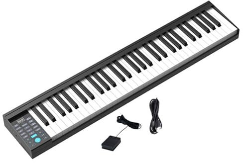 Teclado electrónico Teclado digital de 61 teclas Teclas contrapesadas de tamaño completo Altavoces MIDI integrados Piano eléctrico Piano digital con pedal de sostenido y fuente de alimentación Lo mejo