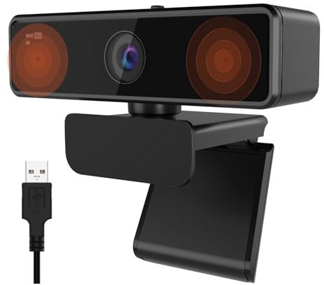 NUROUM V11 2K Webcam for PC, 1080P 60FPS USB Web Camera with Microphone, 1440P@30fps, 90° Wide-Angle, Privacy Cover, Plug&Play for Mac/Laptop/Desktop/Computer, for Zoom/Teams/Google Meet
