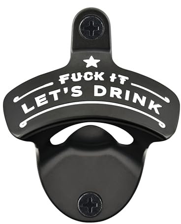 HAIICEN Funny Bottle Opener Wall Mount Black, Stainless Post Mounted Beer Opener for Wooden Cooler or Caddy