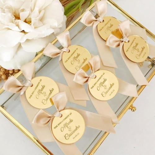miguha 20 Stück Personalisierter Anhänger Gravierter Spiegel Acryl Rund Kreis Hochzeitsfeier Name Baby Taufe Dekoration Individuelles Geschenk, Hochzeitsnamensanhänger