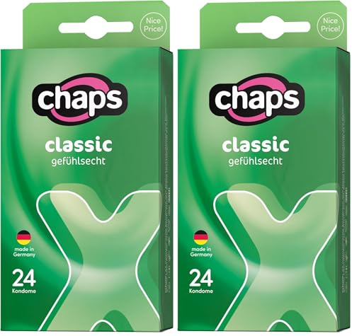 chaps Kondome classic natur, natürlich & gefühlsecht, transparent - für ein sinnliches Vergnügen, Made in Germany, 24 Stück (2er Pack)