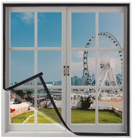 Moustiquaires De FenêTre 120x120cm Noir Store Moustiquaire Fenetre Maille Ultra Fine Parfait pour portes fenêtres balcon séjour