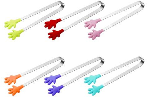 6 StüCk Mini Waffeleisen Zuckerzange,WüRfelzucker Zange KüChe Candybar ZubehöR Set KüChenzange Clip Edelstahl Silikon Kandiszucker Kleine Greifzange Pinzette SüSsigkeit Zangen EiswüRfel SüßEs