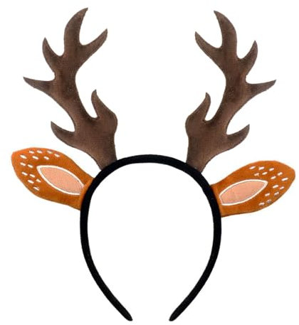 QIGHLIS Rentier Haarreifen, Rentier Haarreif Erwachsene Kinder, Geweih Haarreif, Rentier Stirnband, Reh Haarreif mit Ohren, Rentier Kopfschmuck für Karneval, Fasching, Fasnacht, Mottoparty (B)