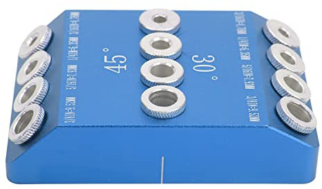 30 45 90 degree angle drill hole guide jig,drill hole guide jig,shelf hole jig drill guide template,4 Sizes Pocket Hole Drill Guide Jig - High Hardness - Portable - Simple Operation - Hole Jig(Blue)