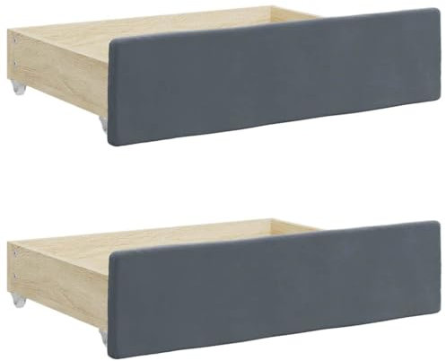vidaXL Bettschubladen 2 STK. Dunkelgrau Holzwerkstoff und Samt, Bettkasten, Schublade für Betten, Schlafzimmerzubehör, Bett Schublade, Bett Zubehör