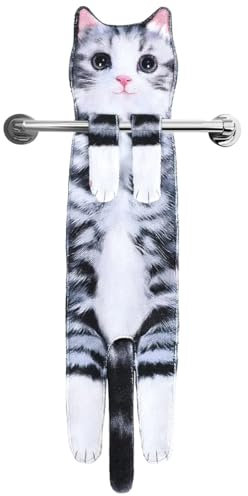 NHQ Lustig Katzen Handtücher,Geschirrtuch Katze,Küche Badezimmer Deko Handtuch Personalisiert,Katzen Deko,Für Geschenk Katzenliebhaber Geburtstags,Einweihungsgeschenk für Frauen(Käsekatze)