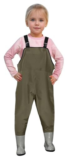 Generisch Wathose Kinder Wasserdicht mit Stiefel Kinderwathose Matschhose Jungen Anglerhose mit Stiefel Mädchen Regenhose Regenstiefel mit Tasche für Kinder Jagd und Angelhose