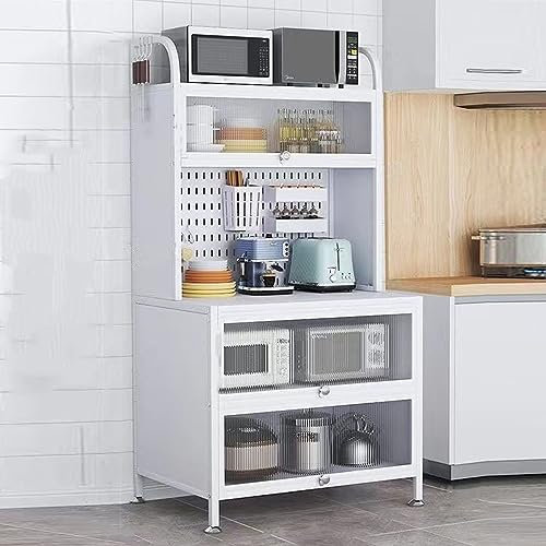 Armario de almacenamiento de cocina, estante para panaderos, encimera, horno de microondas, nizer con puerta abatible para estación de bar, oficina, hogar, oficina, despensa, garaje, 5 niveles,