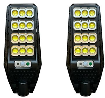 AntDau71® - 2 Pezzi Faretto LED 400W con Pannello Solare – Impermeabile IP66, Telecomando, Staffa e Kit di Montaggio, Luce Bianca 6500K, 2 Modalità di Illuminazione - CW978-2PZ