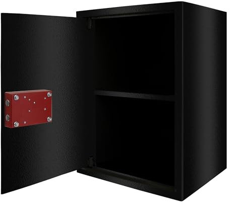 HENGMEI Tresor Möbeltresor mit Doppelbartschloss Aufhängbar Stahltür 2 Schlüssel, Für Wohnwagen Schränke Büroschränke,XL 35 x 31 x 50cm (Schwarz)