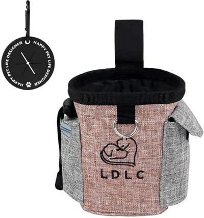 MultiValue Leckerli Tasche Bauchtasche Hund, Integriertem Hunde Leckerlitasche Kotbeutelspender mit Kotbeutelhalter Gürtel Leckerlibeutel für Hunde Training Gehen Spielen (Rosa)