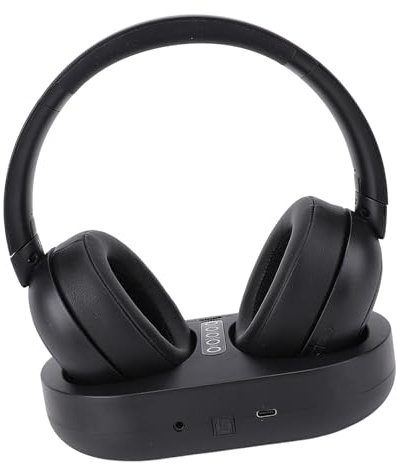 VBESTLIFE Drahtlose Kopfhörer für Fernseher, TV -Kopfhörer für Senioren, Vielseitiges Ladedock, Sofortige Audio -Synchronisierung, 50h, für Eltern (EU-Stecker)